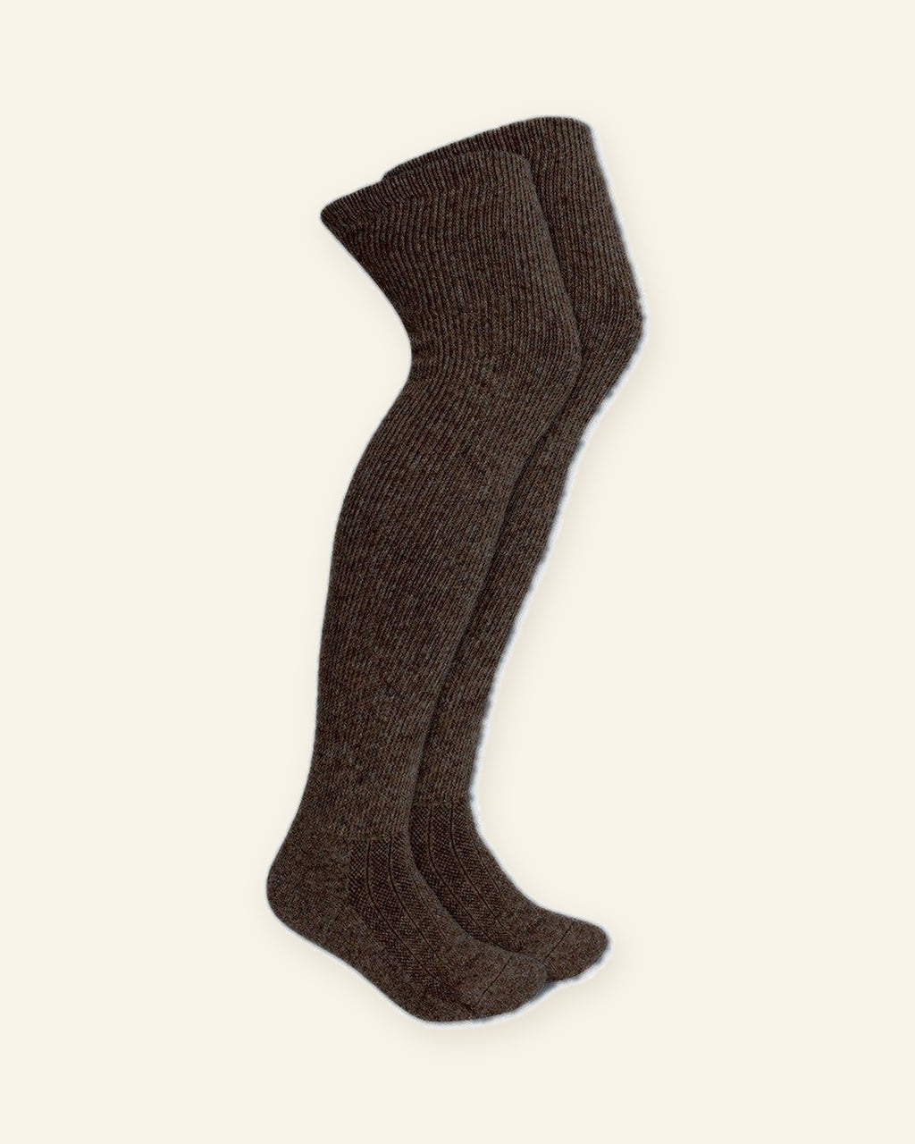 Paire de chaussettes Bas-Cuisse MONLAINE en laine de Mongolie, coloris Brun Yak