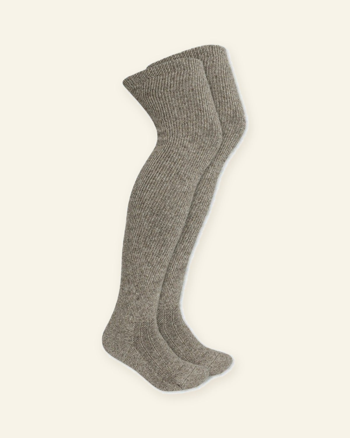 Parell de mitjons alts MONLAINE de llana de Mongòlia, color Gris Estepa