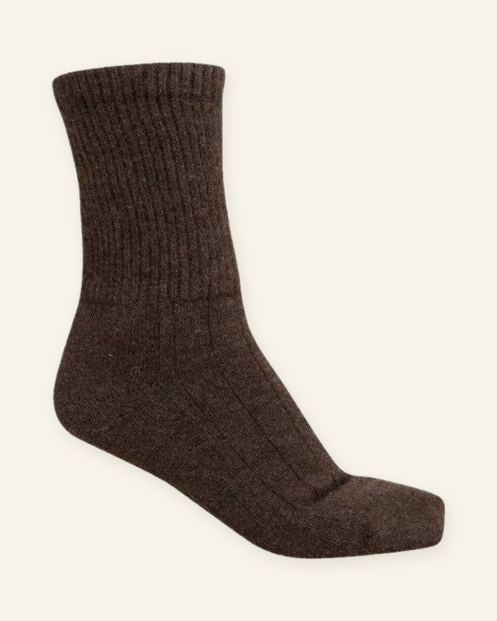 Chaussette Bord Classique MONLAINE en 100% laine de Mongolie, coloris Brun Yak, brun naturel non teint